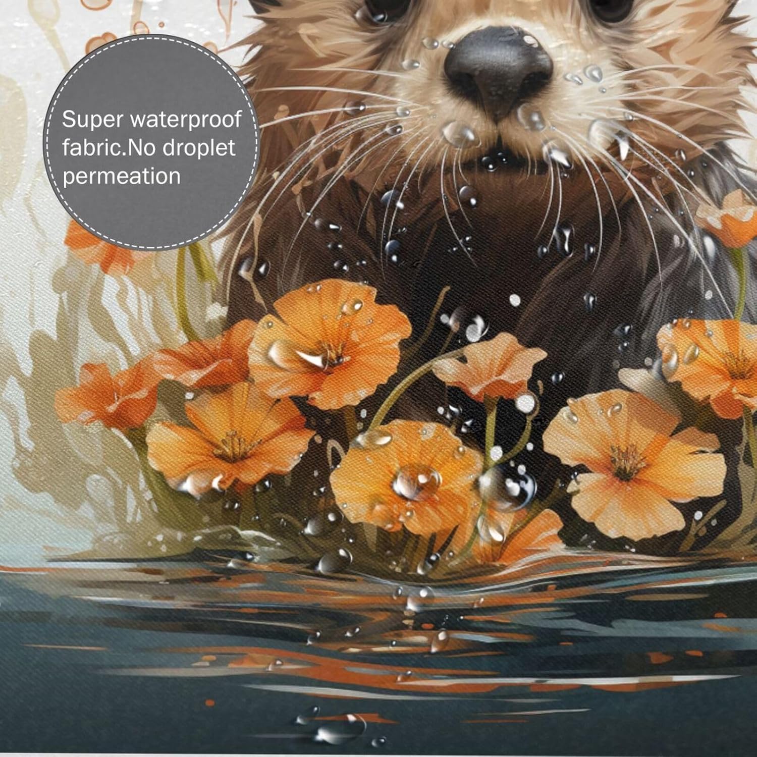 Brown Otter Shower Curtain Set with 12 Hooks 72x72in 1