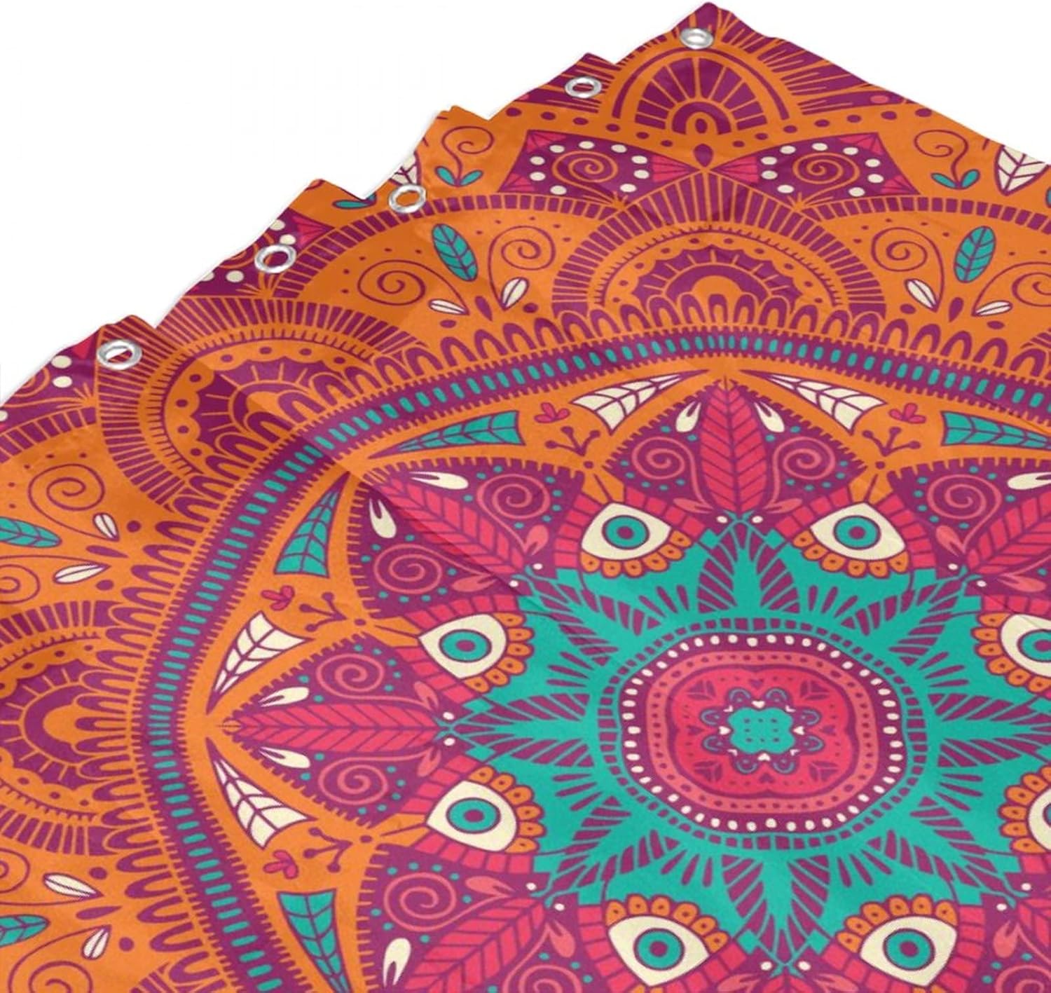 ZhiRain Mandala Shower Curtain Set with 12 Hooks 72x72inch Orange