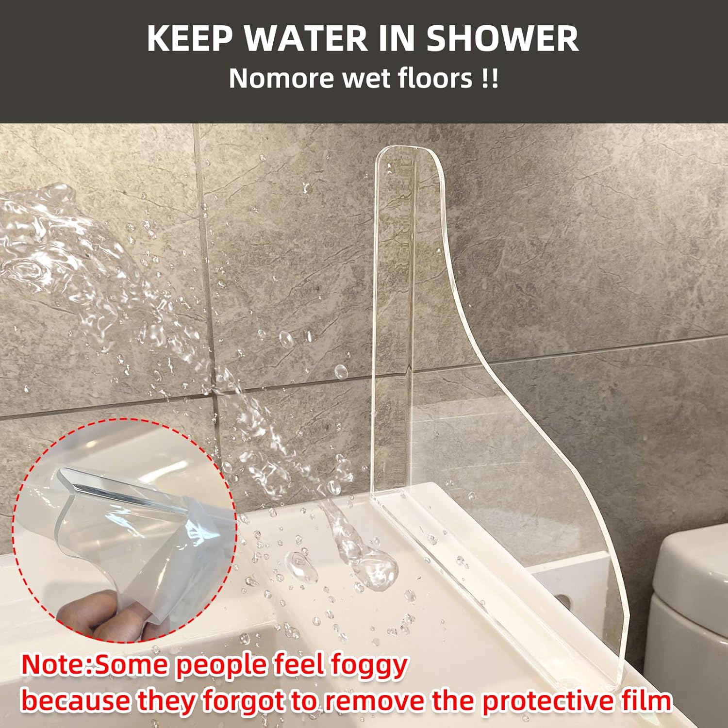 KOMOHOM Shower Splash Guard for Bathtub Corner