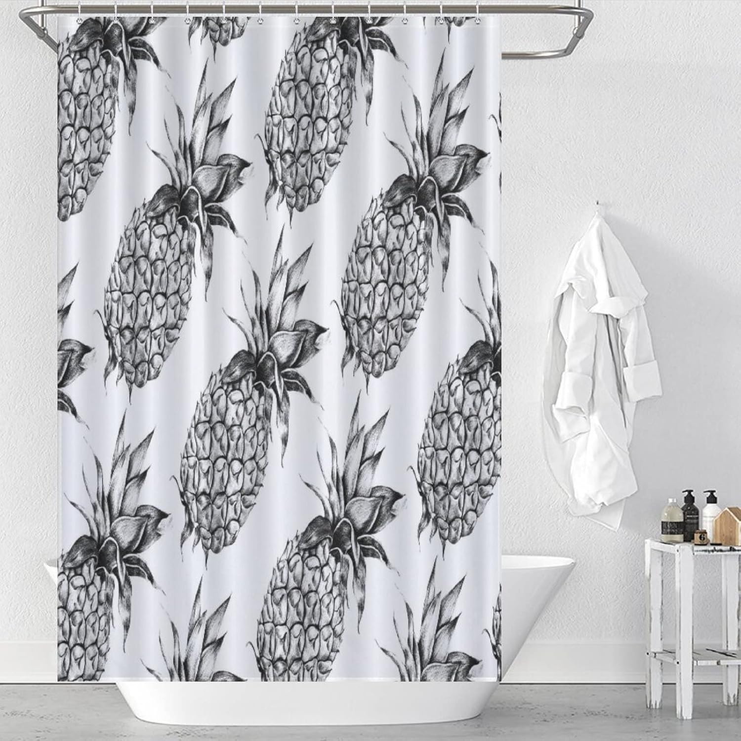 Punny Pineapple Shower Curtain with 12 Hooks