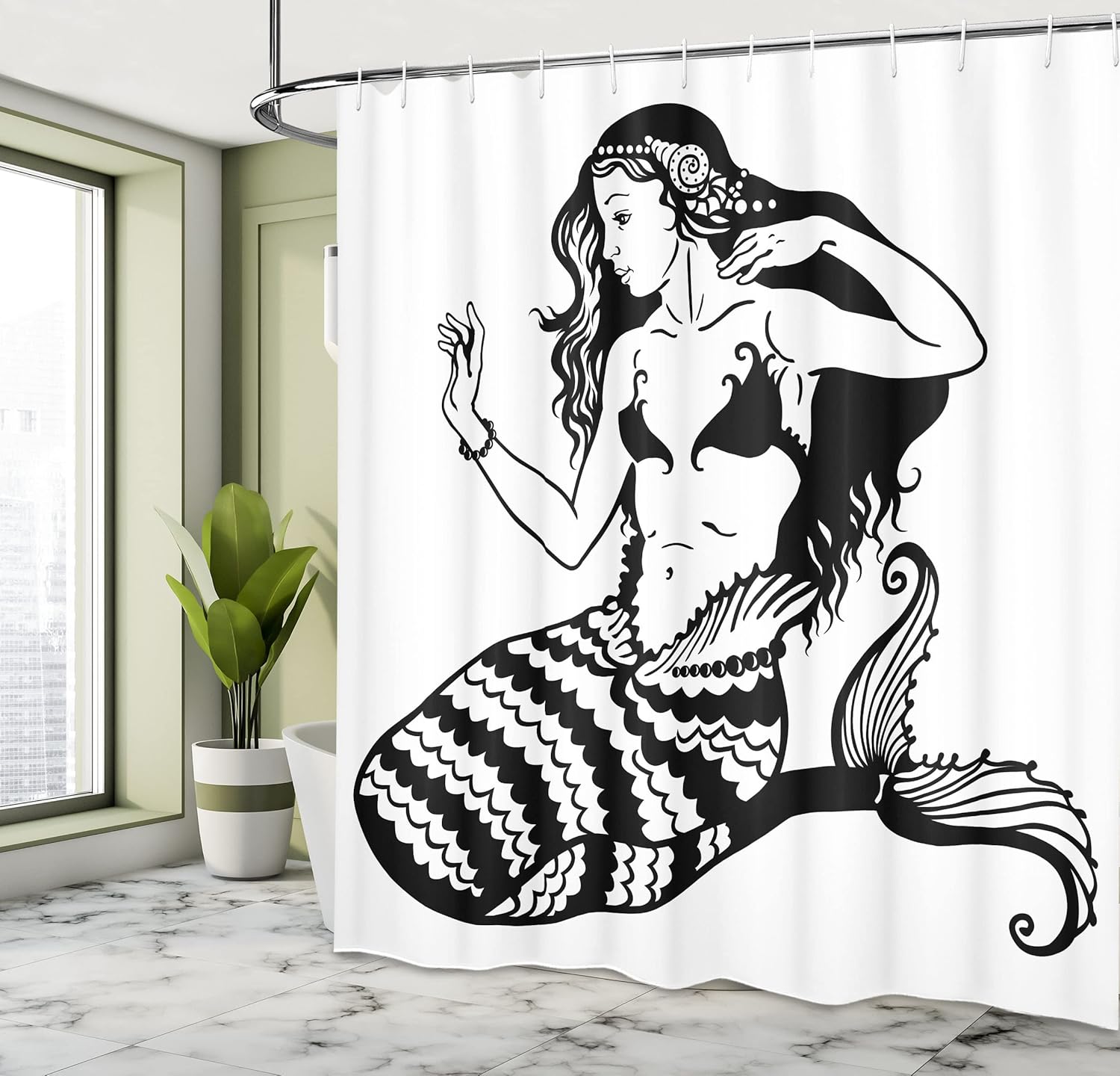 Ambesonne Mermaid Underwater Shower Curtain Set