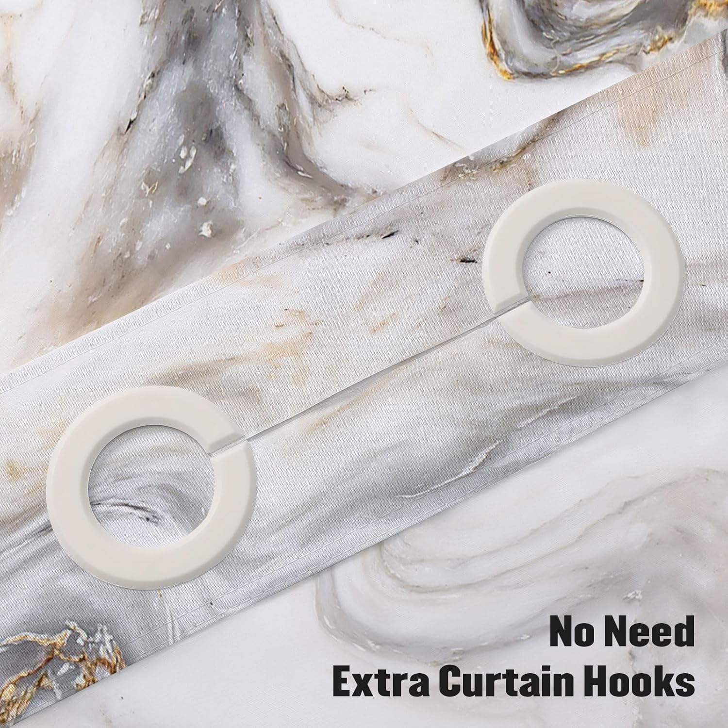 MitoVilla Marble Shower Curtain Set Grey Gold 72x74