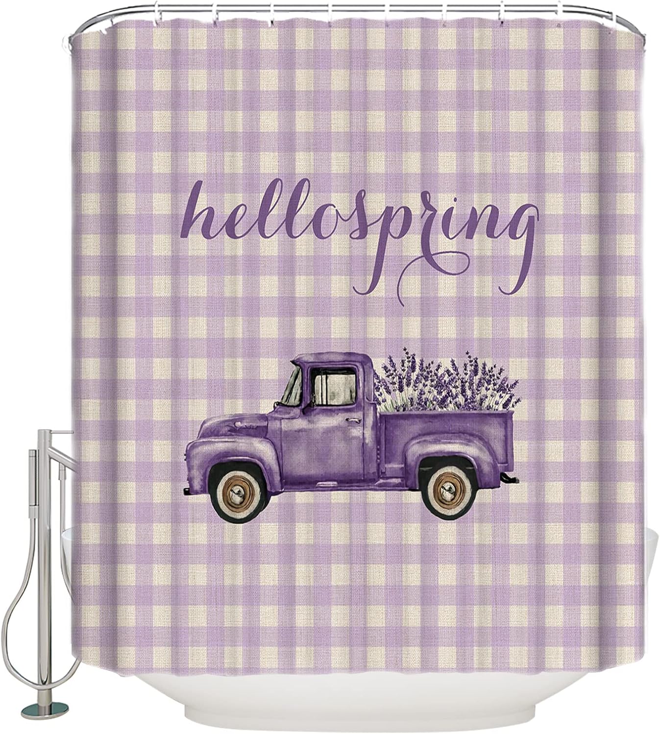 Hello Spring Polyester Shower Curtain 72x84 Inches