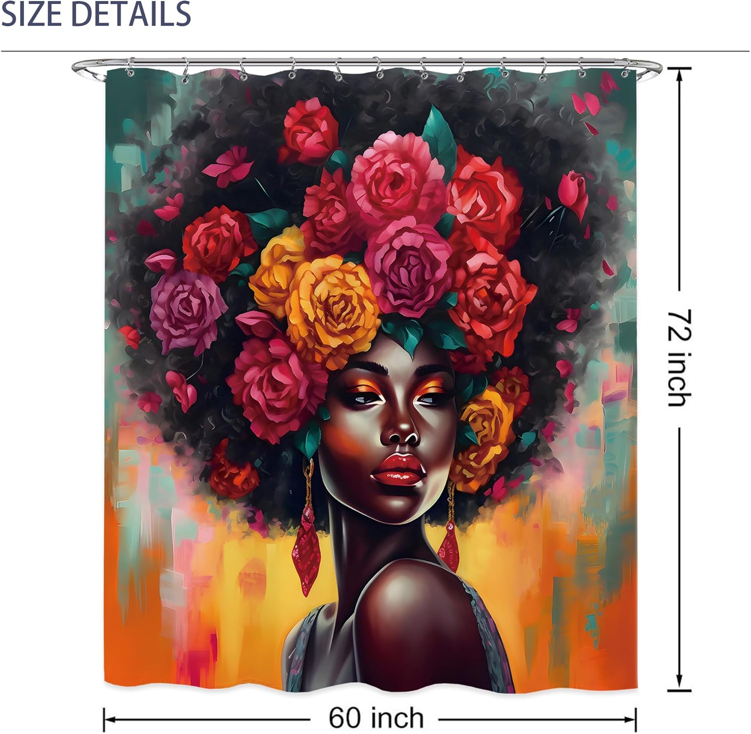 Laifzere African American Black Girl Shower Curtain 60x72 Inch