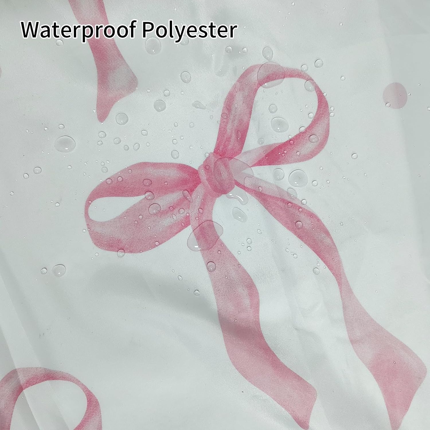 No Hook Pink Bow Shower Curtain with Liner Set