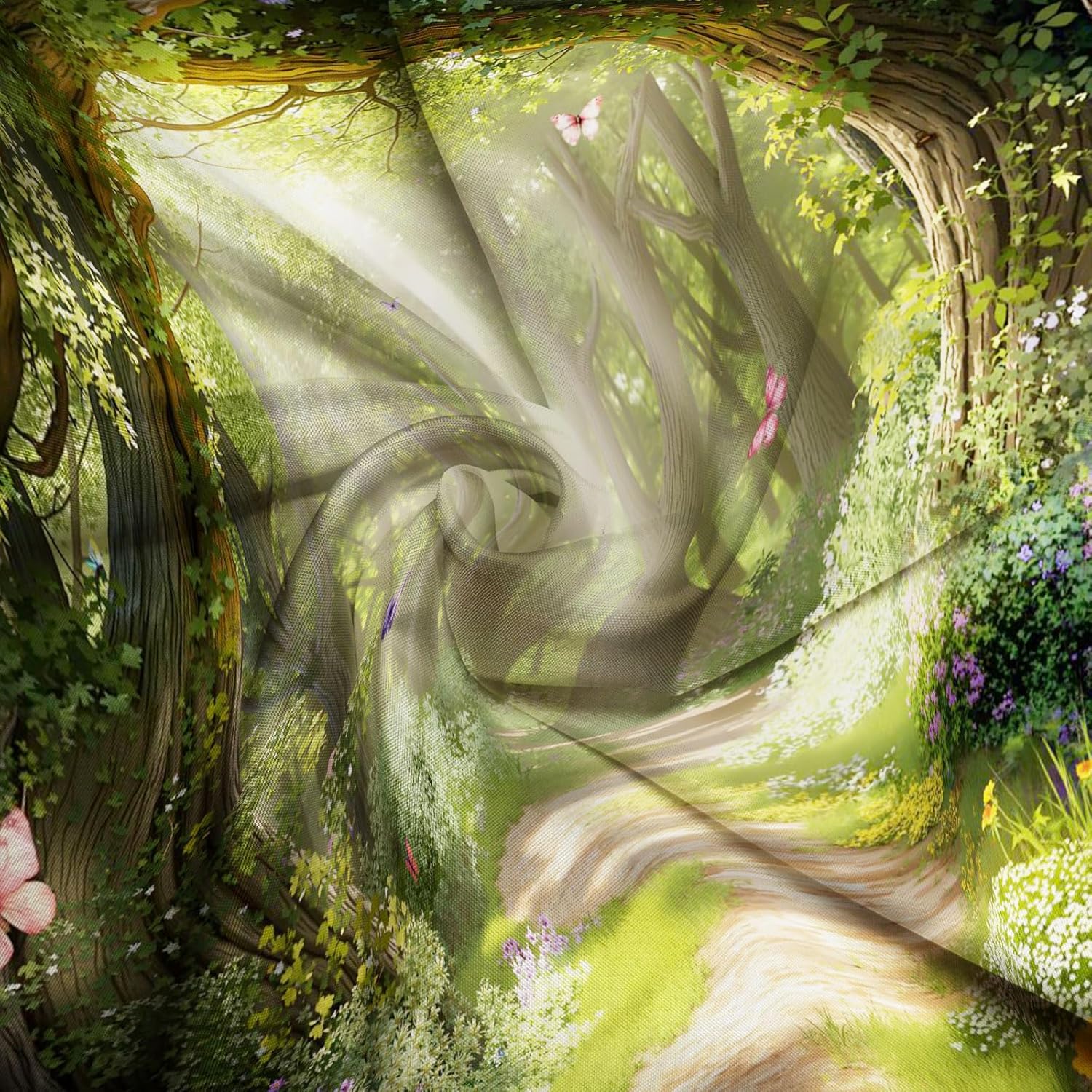 Green Enchanted Forest Shower Curtain 70X70 Inch