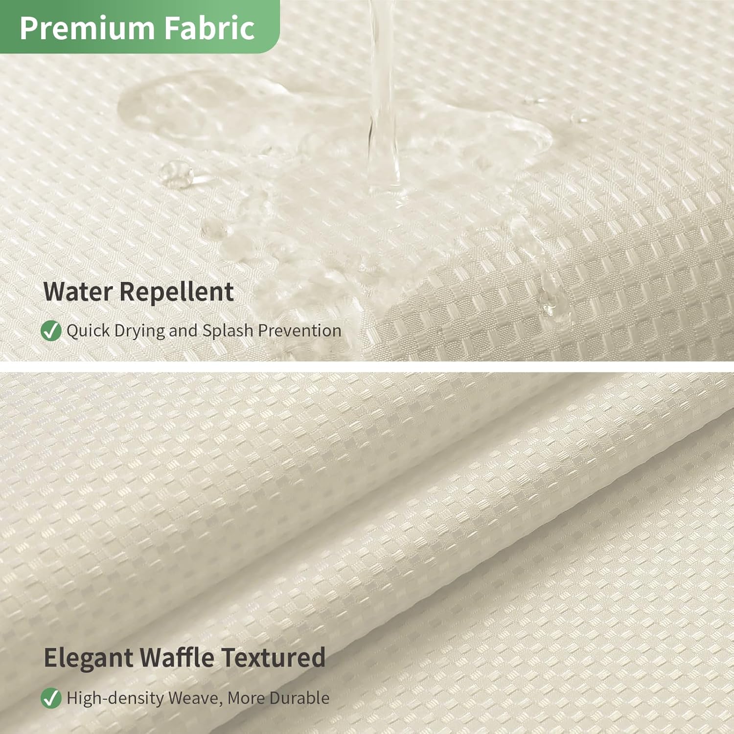 Eachope Extra Long Waffle Weave Shower Curtain Set