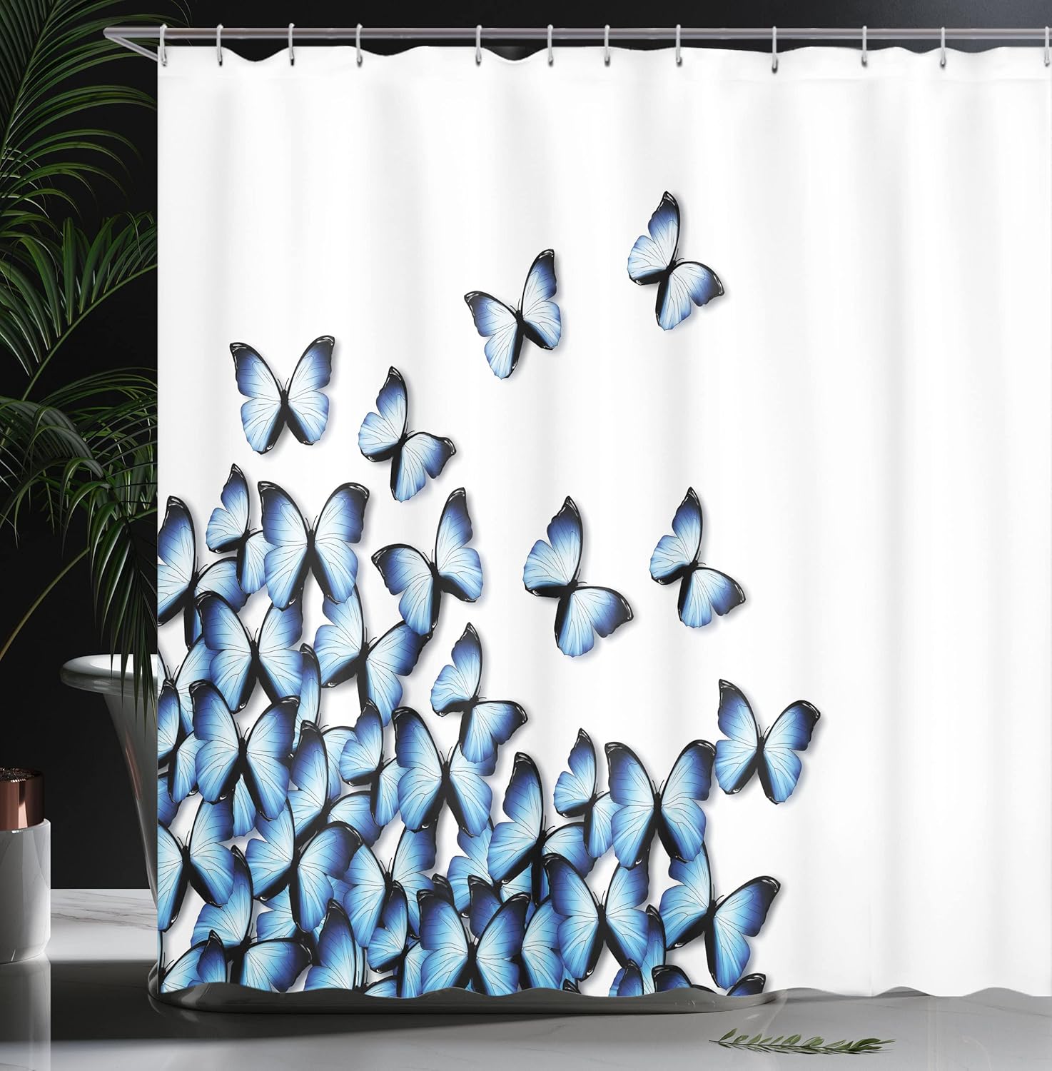 Ambesonne Butterflies Shower Curtain Set with Hooks 1