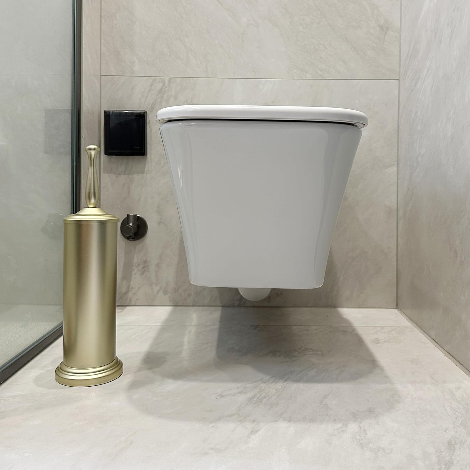 Satin Matte Gold Toilet Bowl Brush with Holder