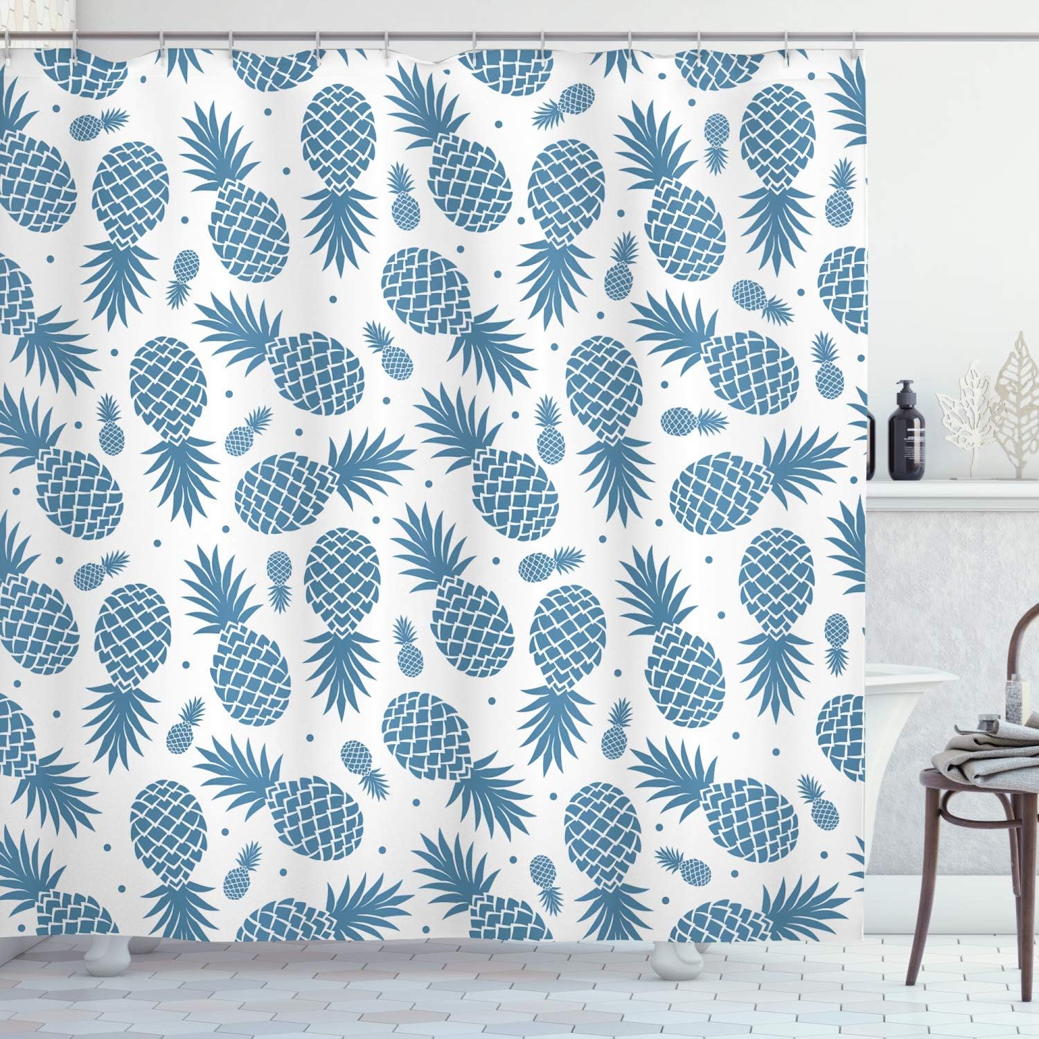 Ambesonne Pineapple Shower Curtain Set 69x70 with Hooks