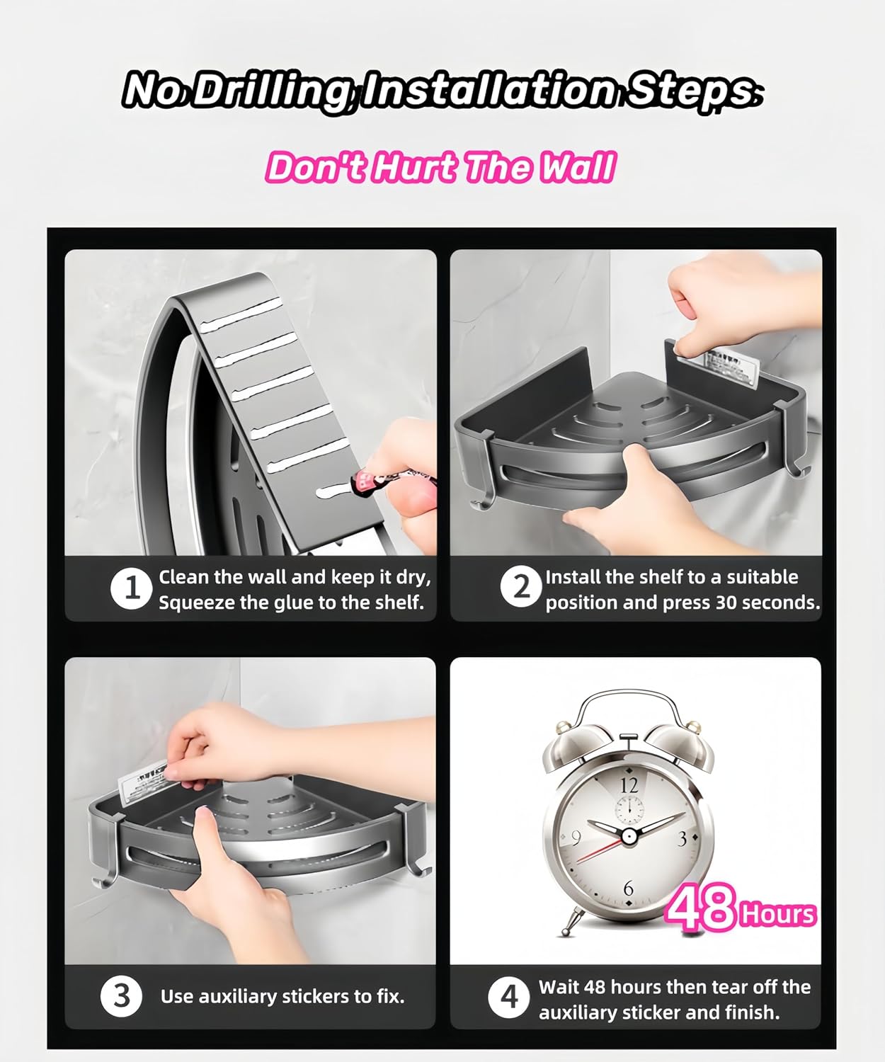 2 Pack Corner Shower Caddy with Hooks and Storage