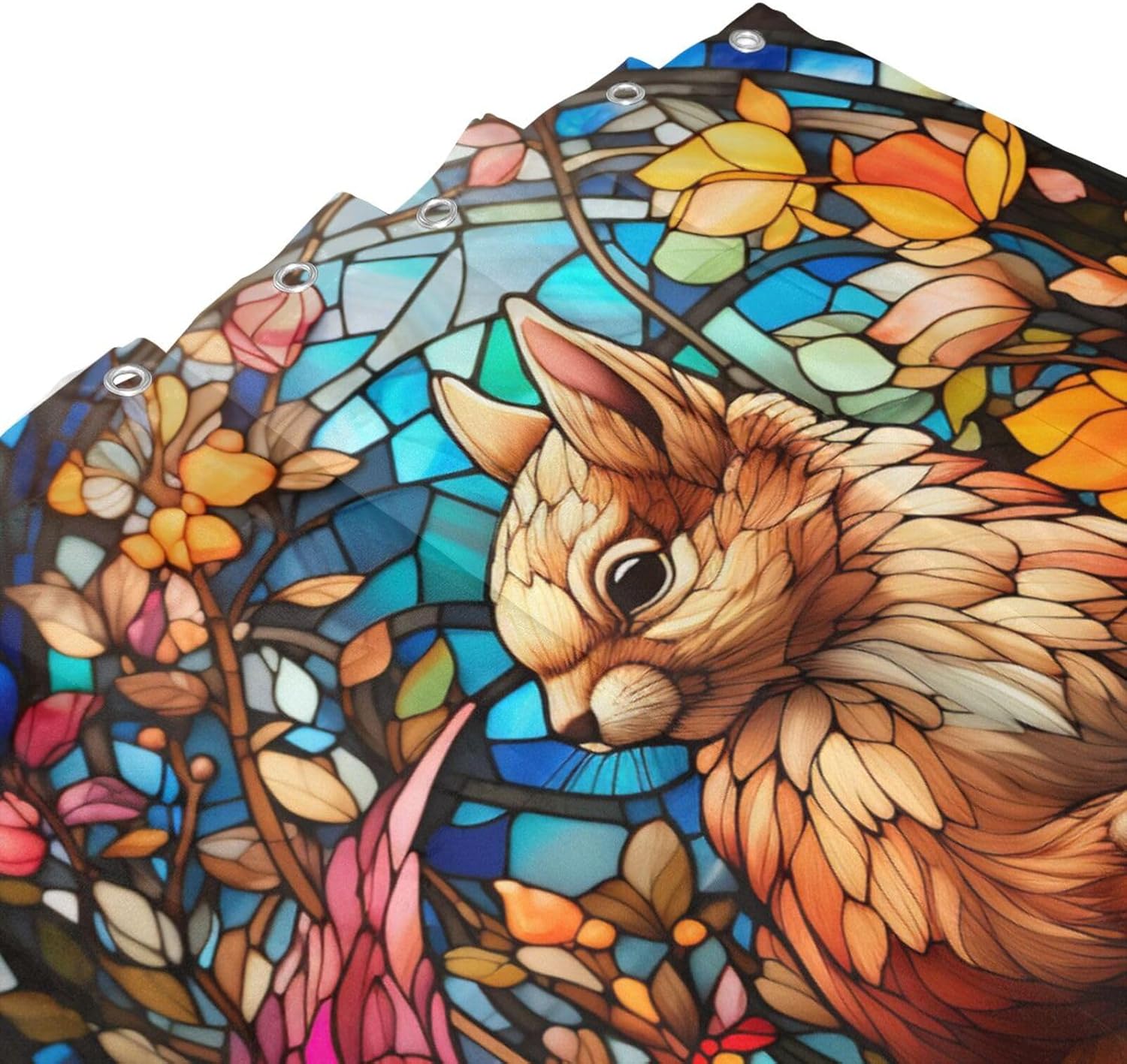 DAOWANGZUO Squirrel Shower Curtain Set with 12 Hooks 72x72in