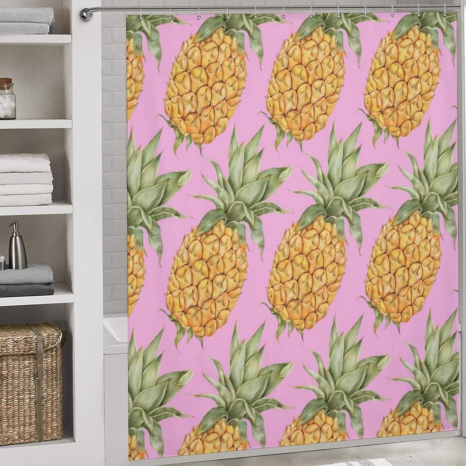 Fruit Pineapple Pattern Shower Curtain 72x72in