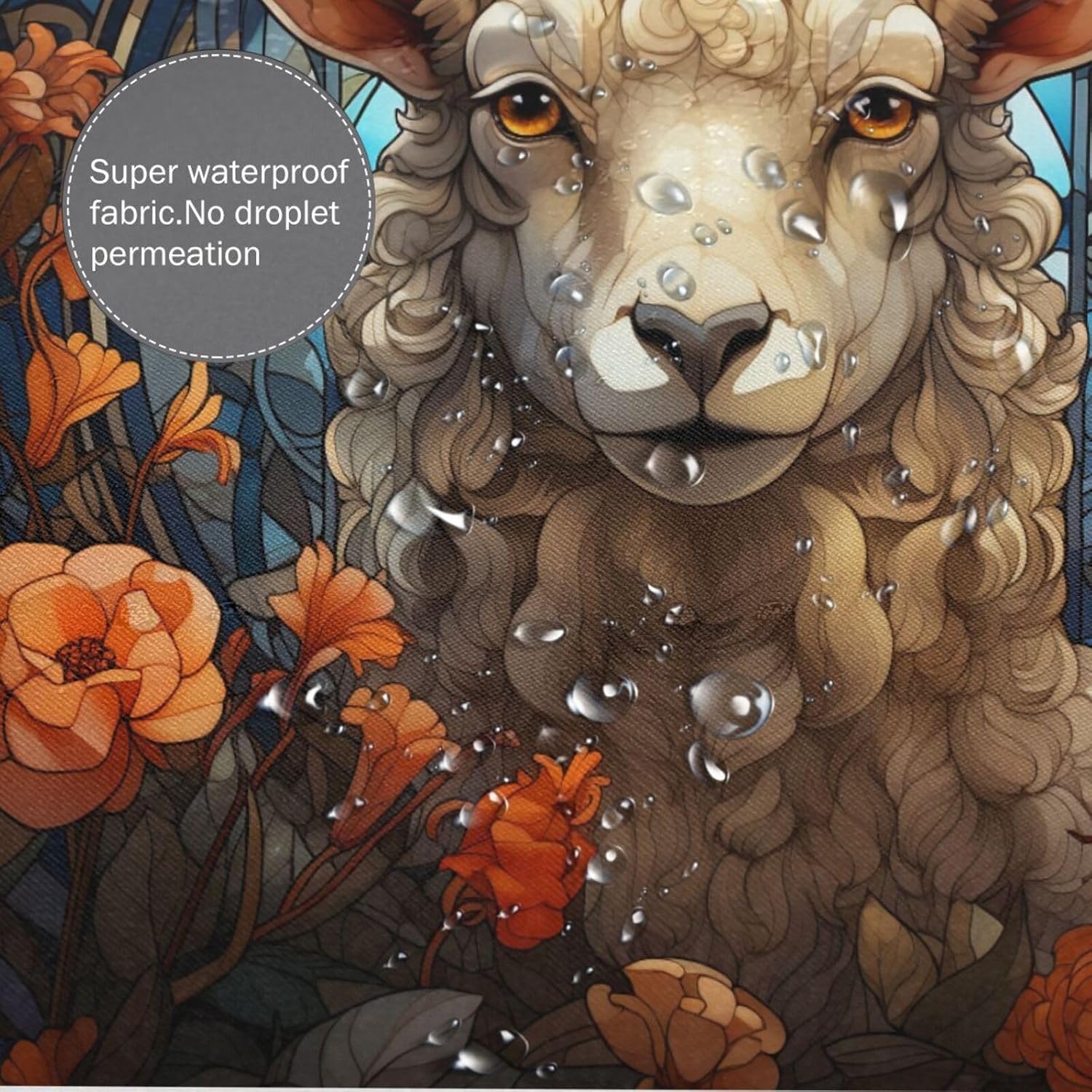 DAOWANGZUO Sheep Shower Curtain Set 72x72in