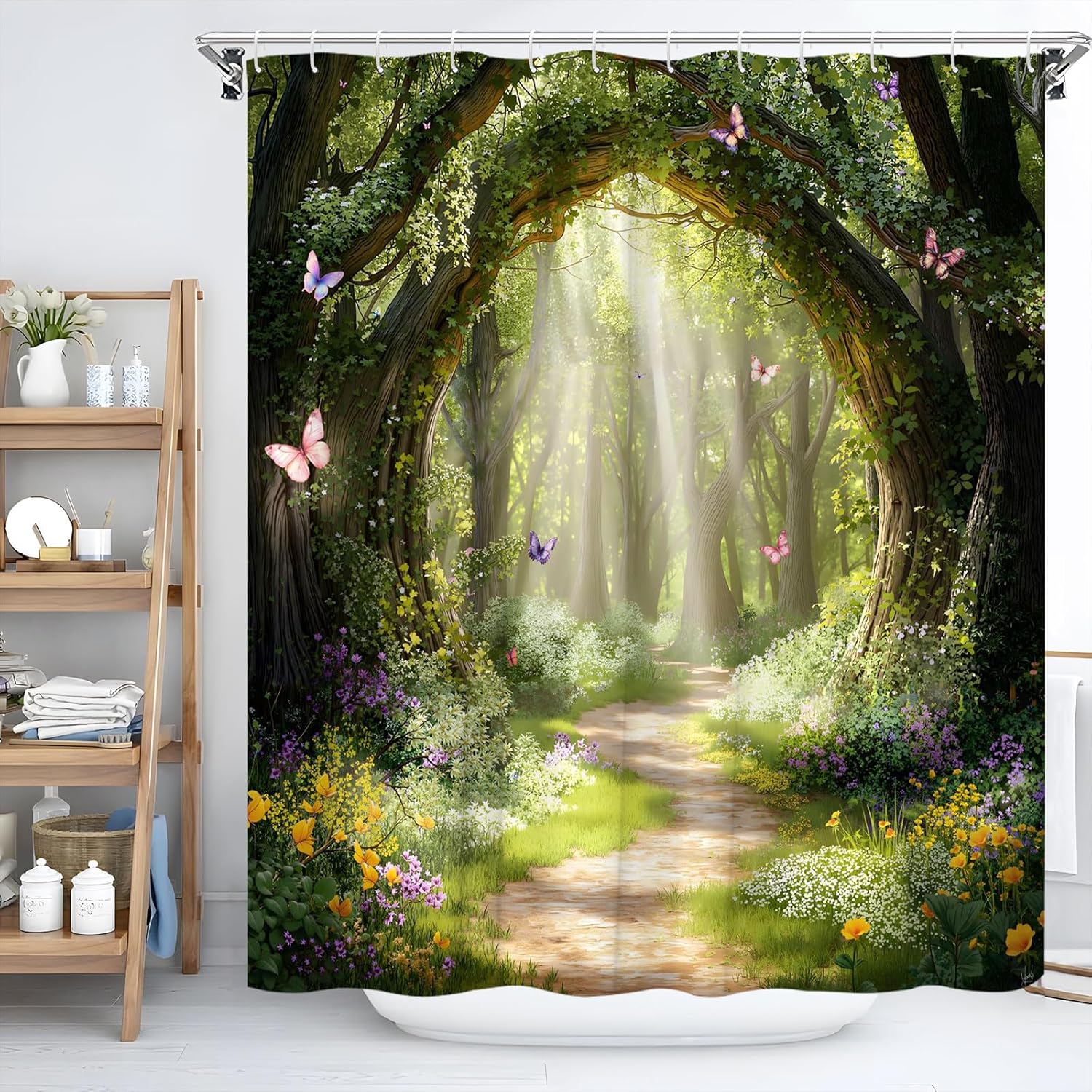 Green Enchanted Forest Shower Curtain 70X70 Inch