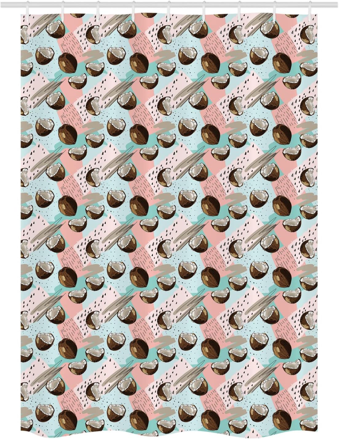Ambesonne Coconut Stall Shower Curtain Set Blush Brown Pale Blue
