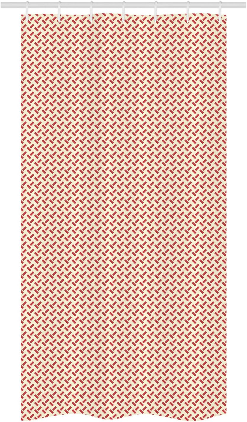 Ambesonne Abstract Herringbone Shower Curtain Set Red Cream 36x72