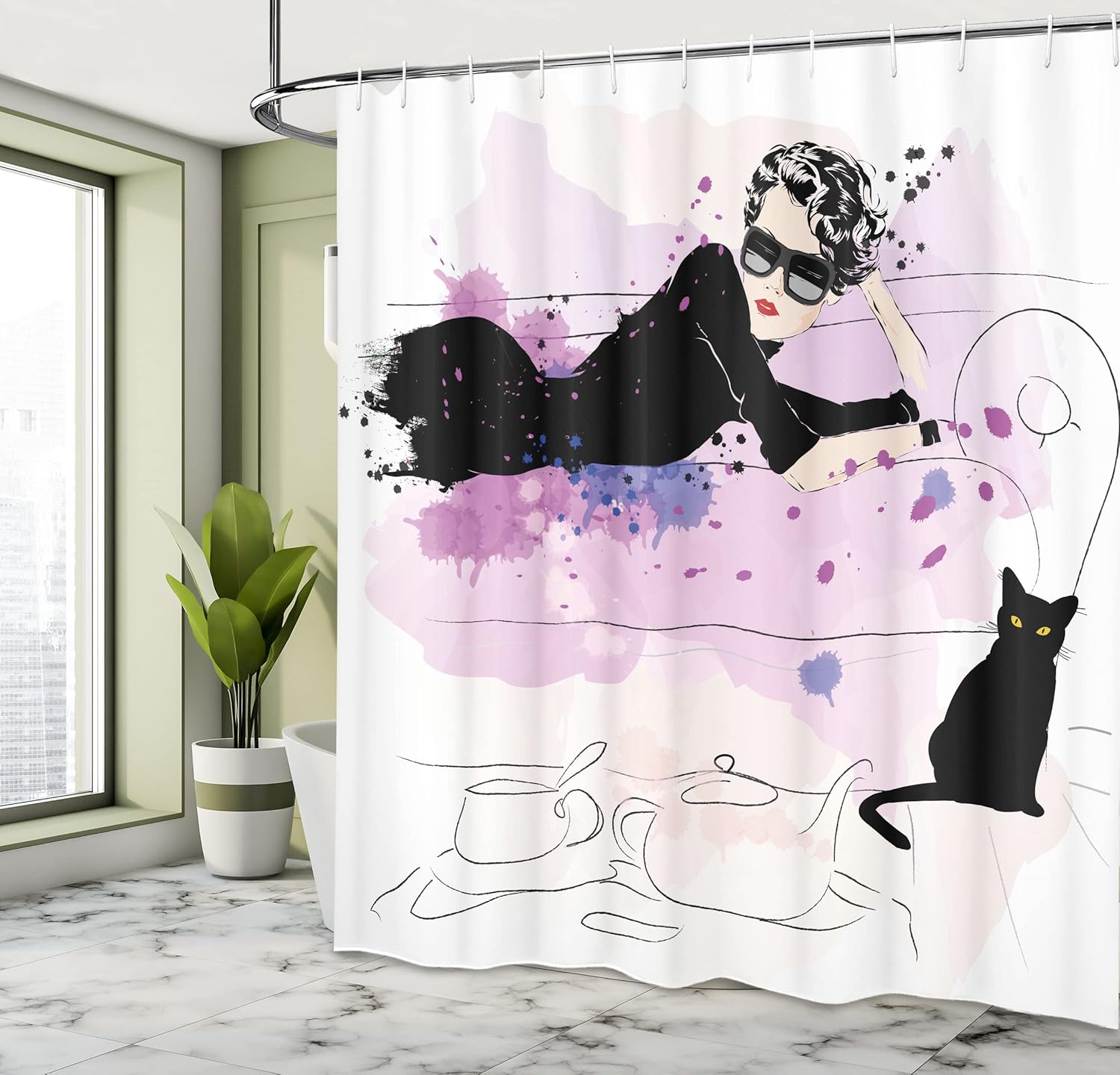 Ambesonne Kitten Shower Curtain with Hooks 69 x 75