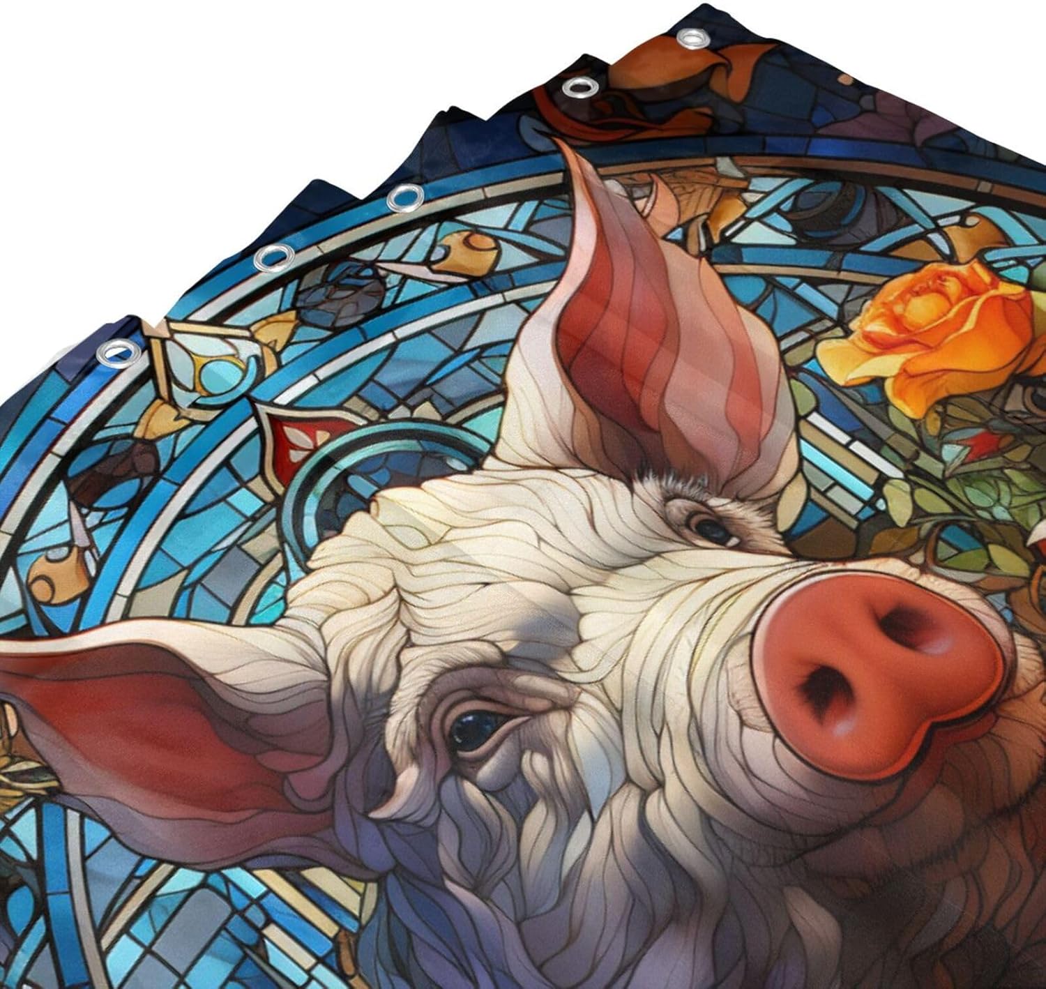 DAOWANGZUO Pig Shower Curtain Set 72x72in