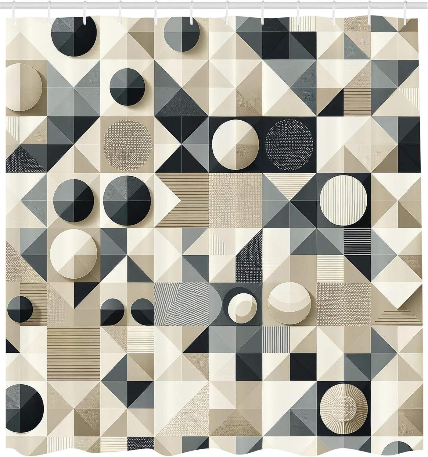 Ambesonne Geometric Shower Curtain Set with Hooks 69x70