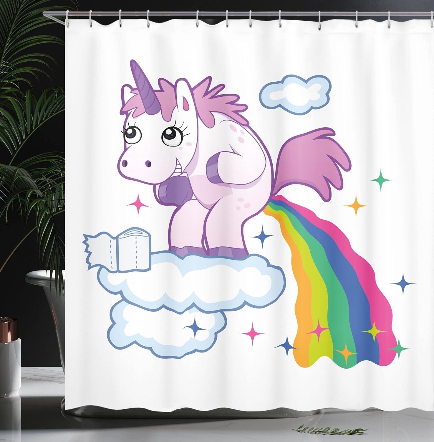 Ambesonne Unicorn Poop Rainbow Shower Curtain Set