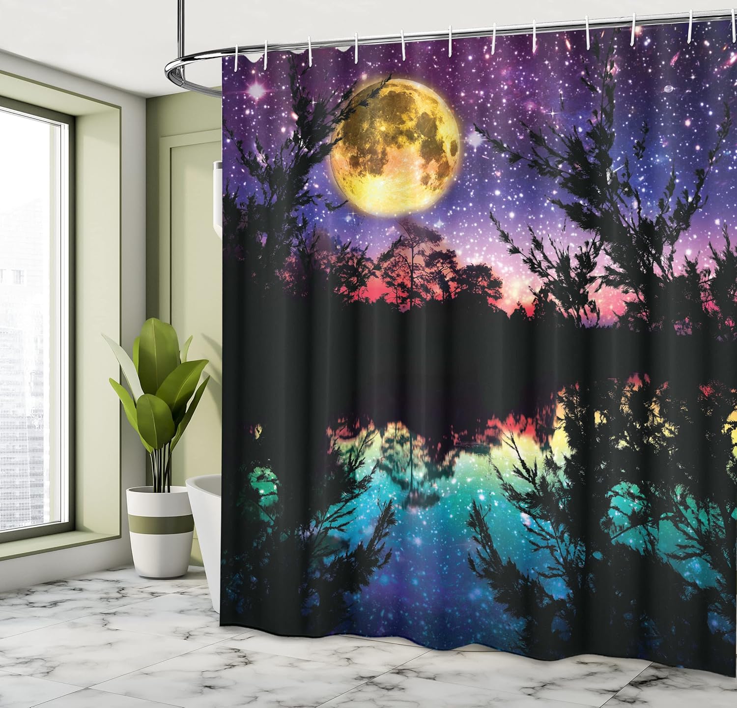 Ambesonne Purple Shower Curtain Set with 12 Hooks