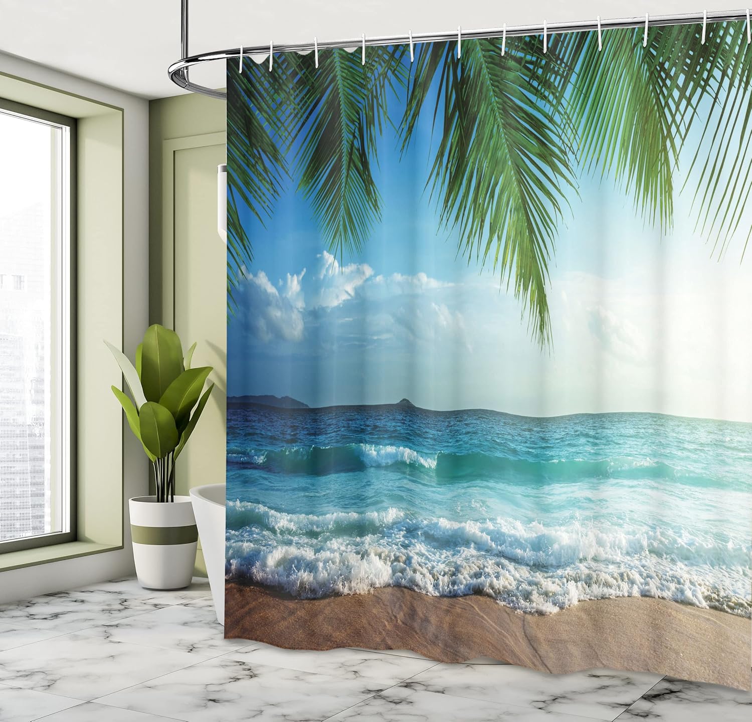 Ambesonne Ocean Shower Curtain Blue Green 69 x 84