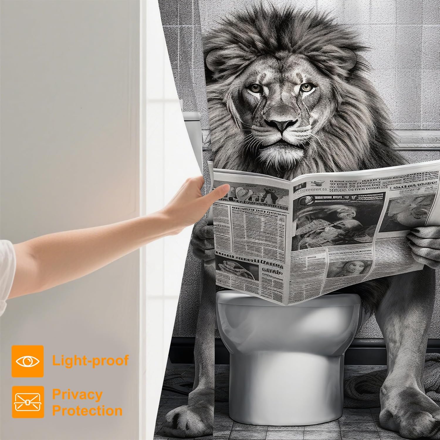 Lion Funny Shower Curtain 72x72 Inch with Hooks