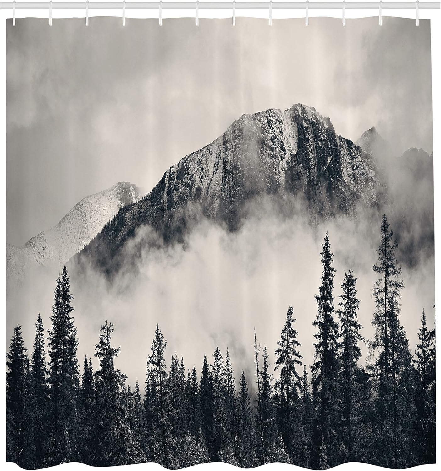 Ambesonne National Parks Shower Curtain Canadian Smokey Mountain Design 69x70