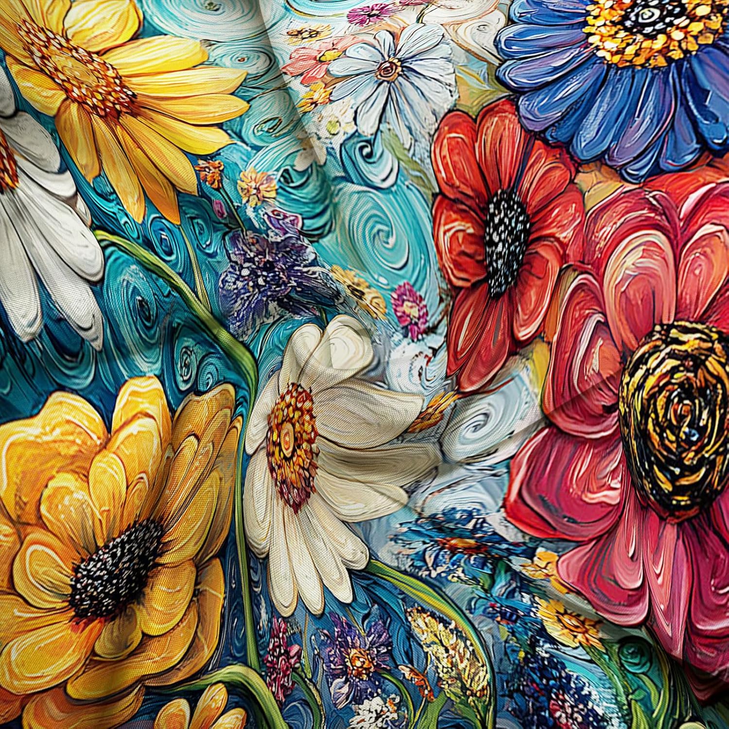 Colorful Floral Shower Curtain with Hooks