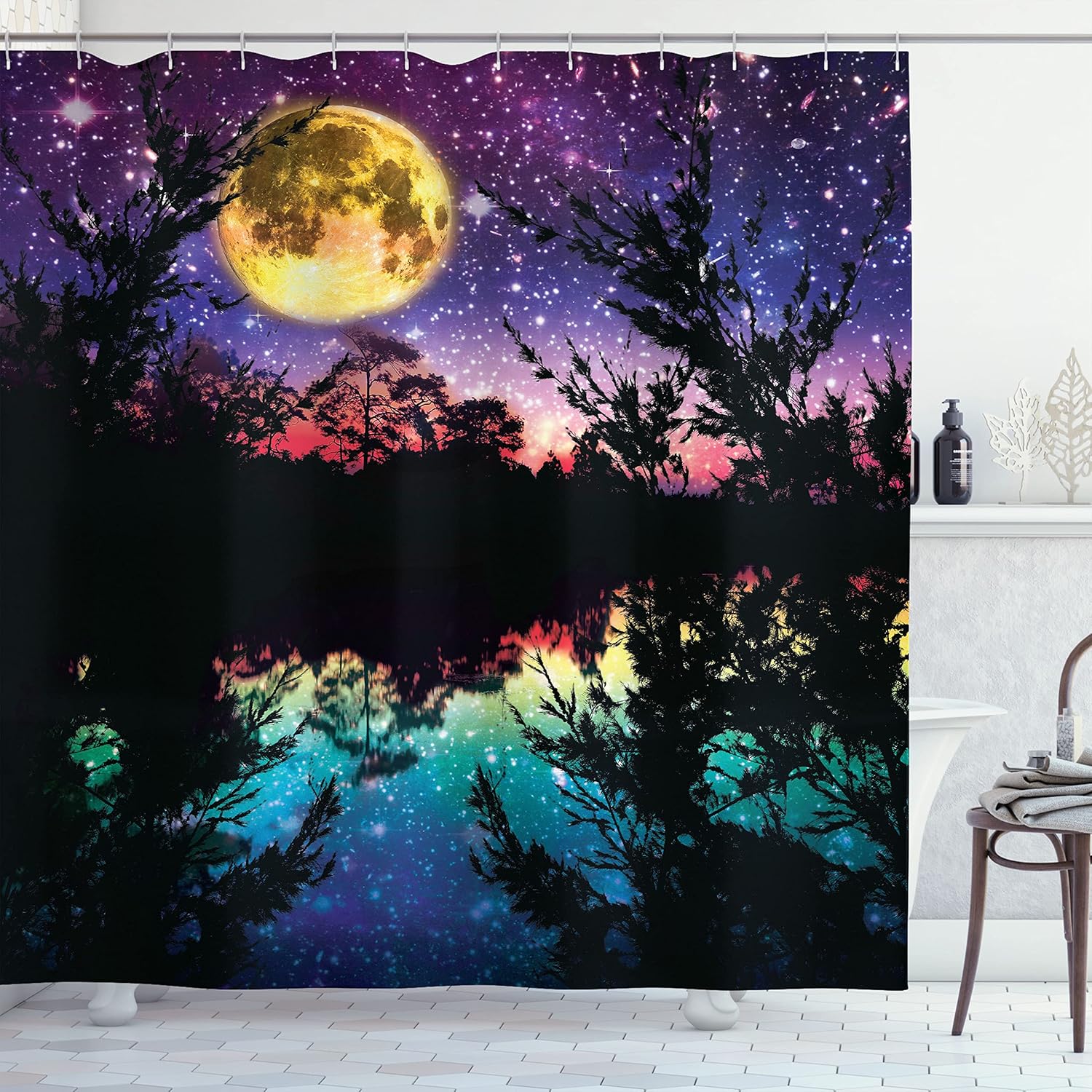 Ambesonne Purple Shower Curtain Set with 12 Hooks