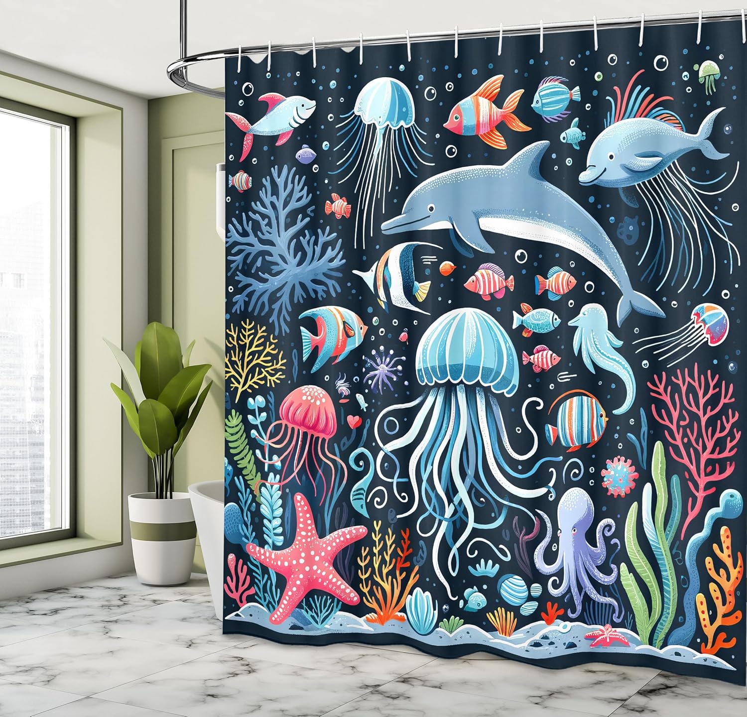 Ambesonne Marine Shower Curtain 69 x 70 Dark Petrol Blue