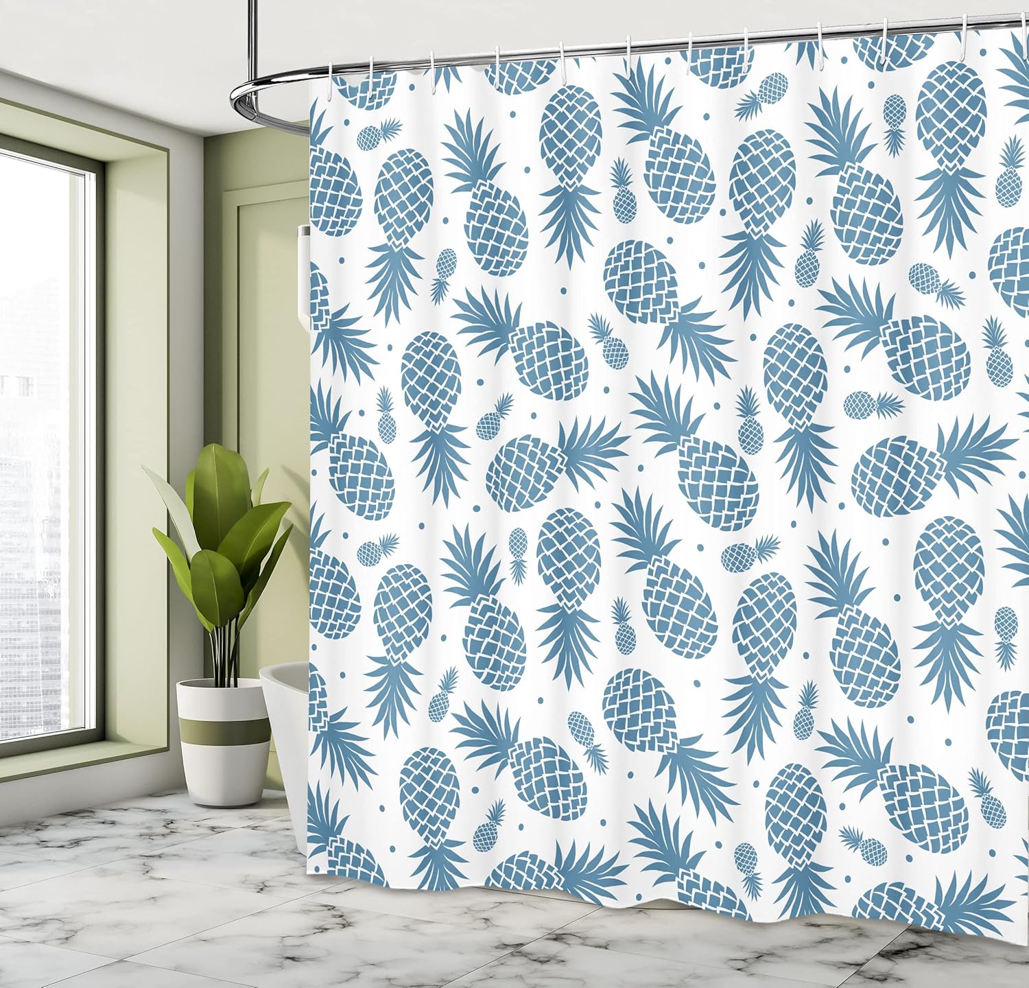 Ambesonne Pineapple Shower Curtain Set 69x70 with Hooks