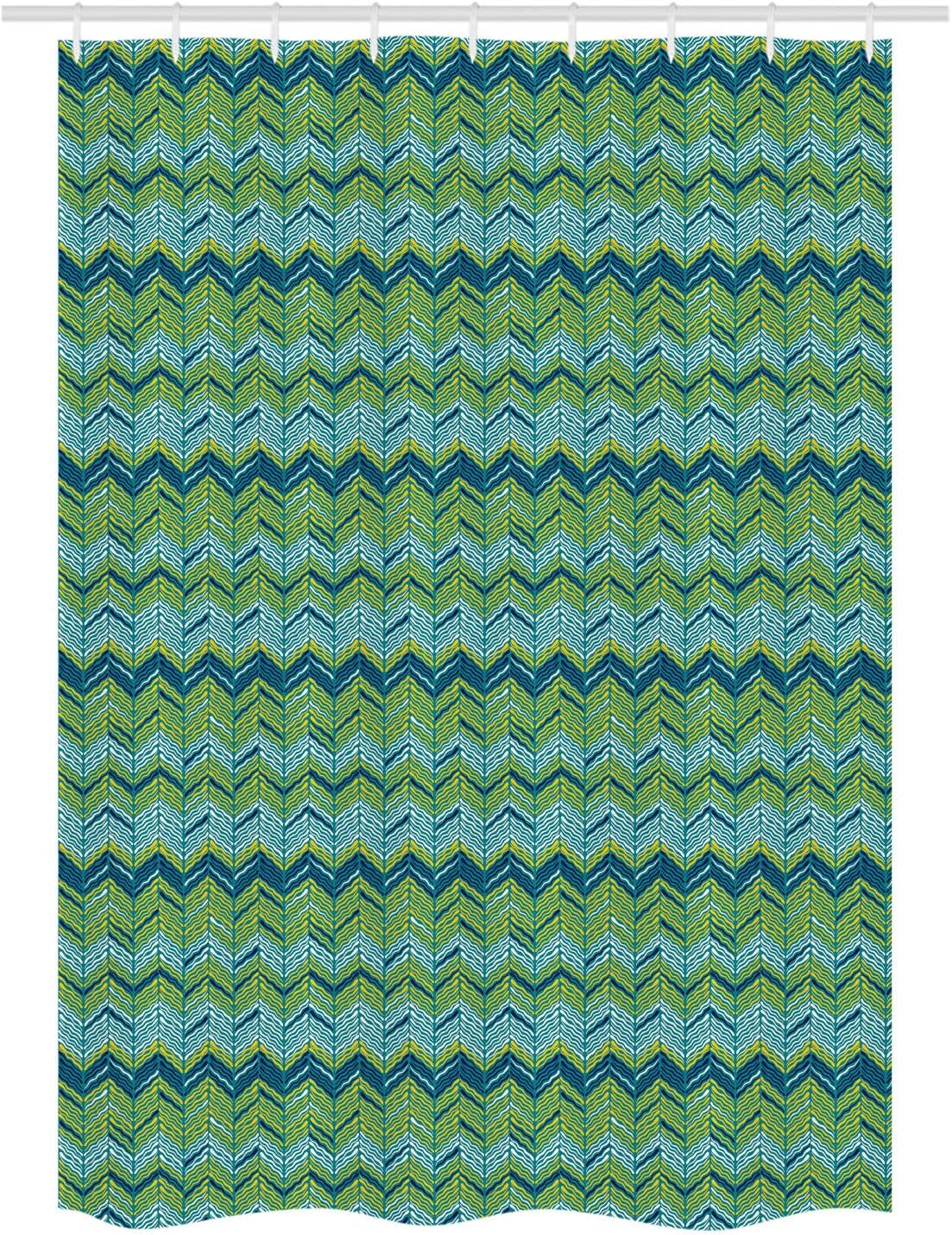 Ambesonne Herringbone Shower Curtain Set Earth Yellow Night Blue Pattern 54 x 78