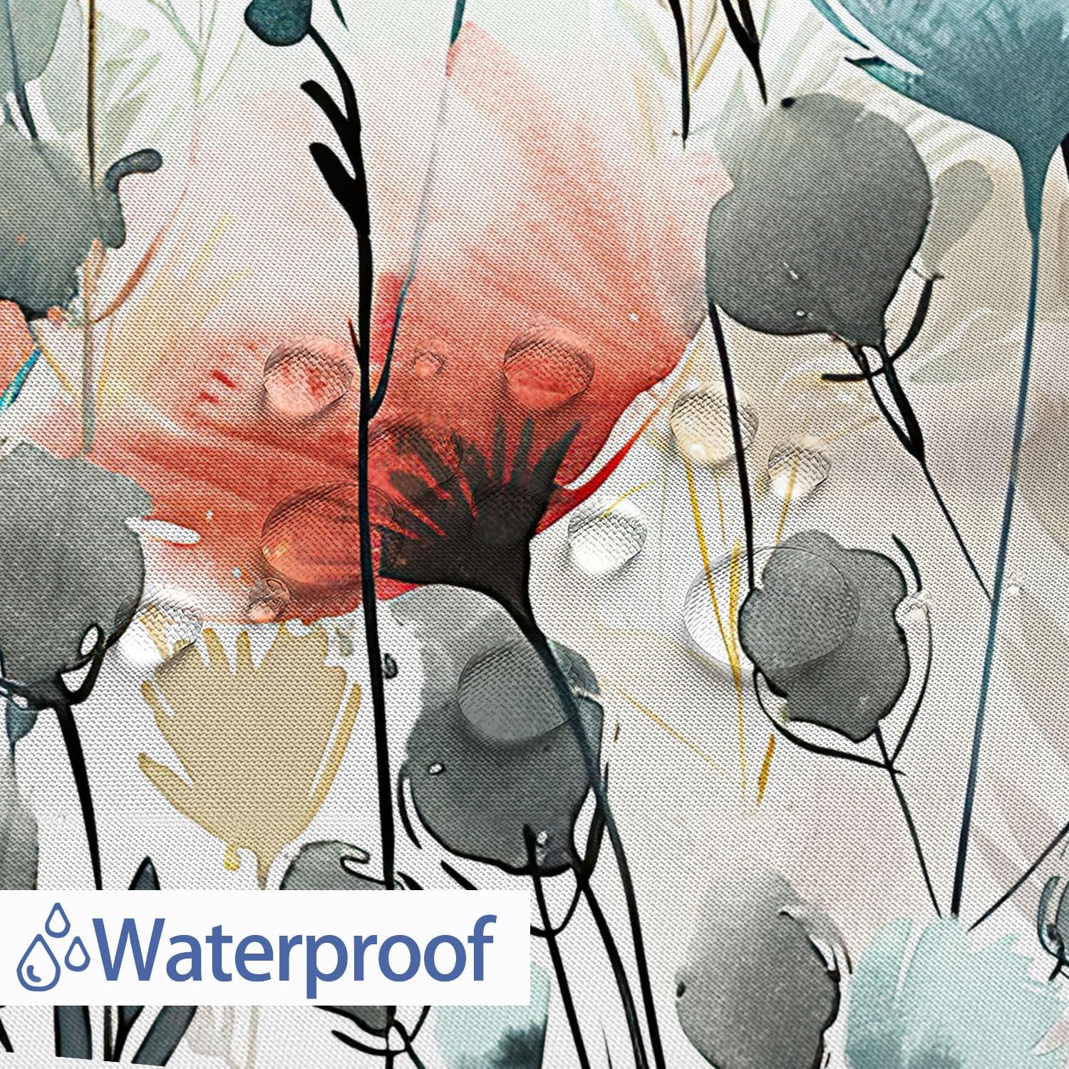 GOAOK Rustic Boho Floral Shower Curtain 72x72 with 12 Hooks