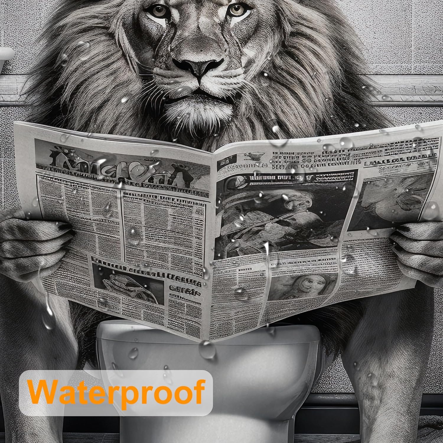 Lion Funny Shower Curtain 72x72 Inch with Hooks