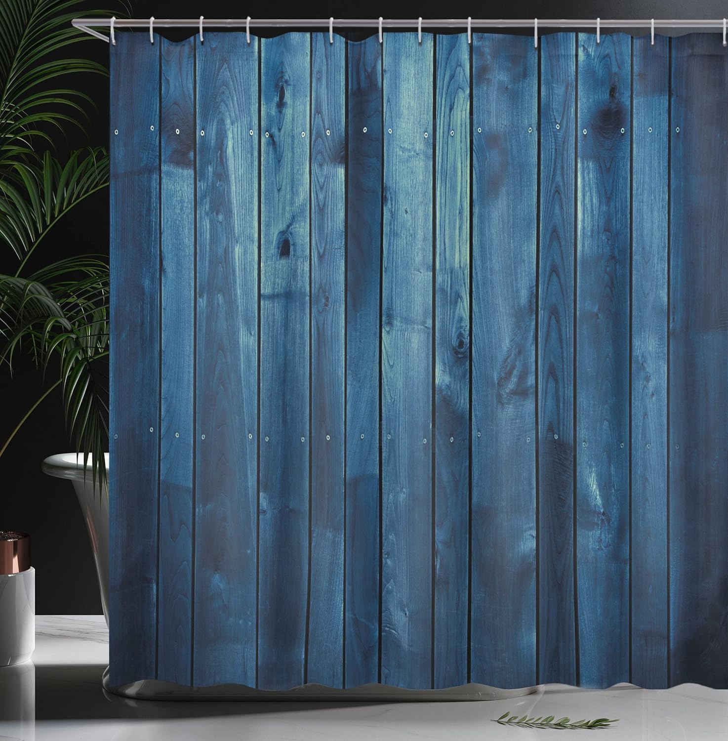 Ambesonne Dark Blue Shower Curtain Set with 12 Hooks 1