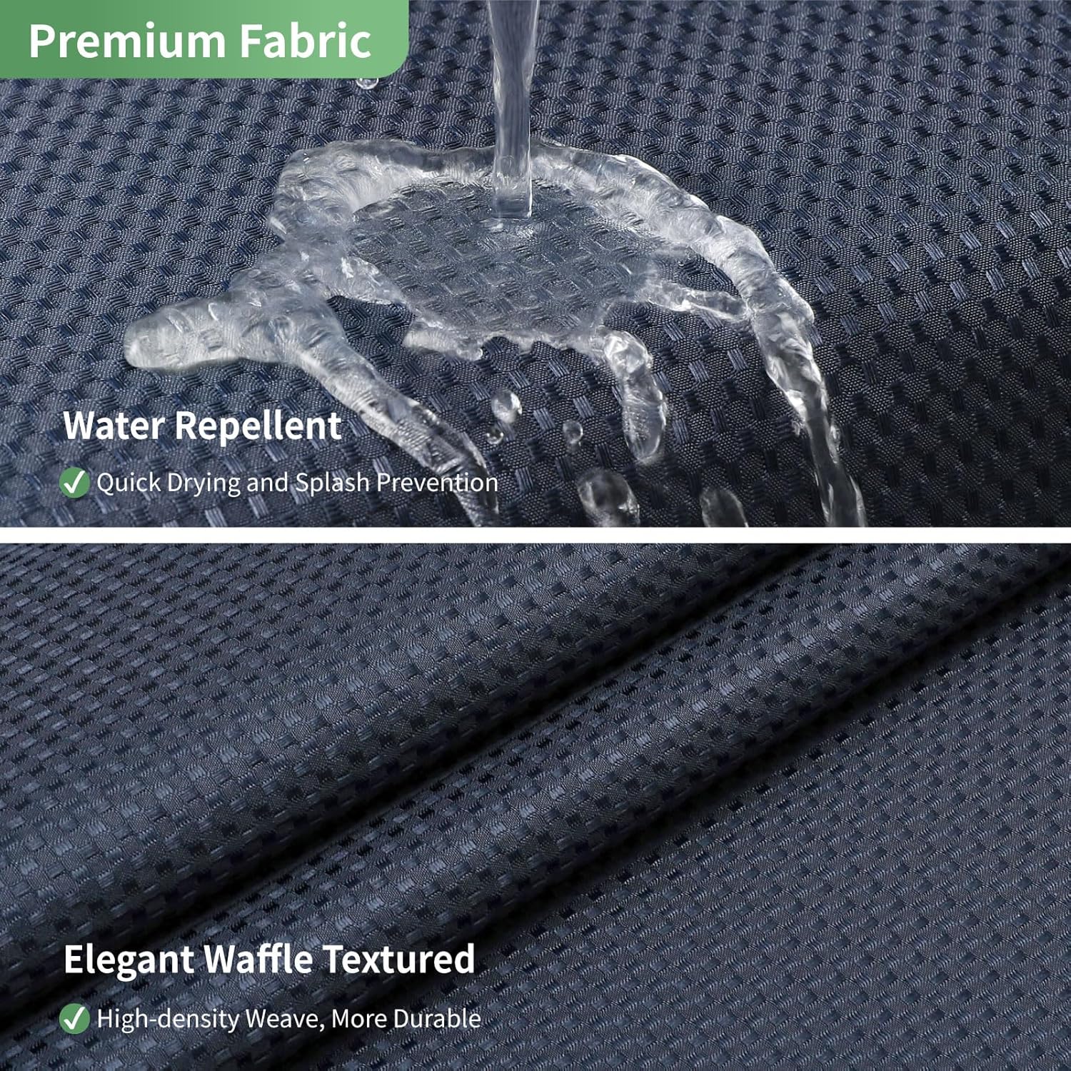 Eachope Stall No Hook Shower Curtain Set Navy Waffle Weave