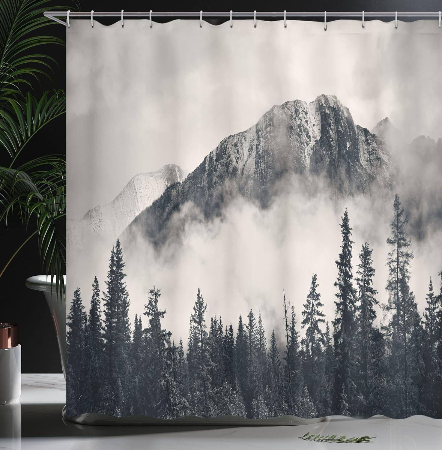 Ambesonne National Parks Shower Curtain Canadian Smokey Mountain Design 69x70