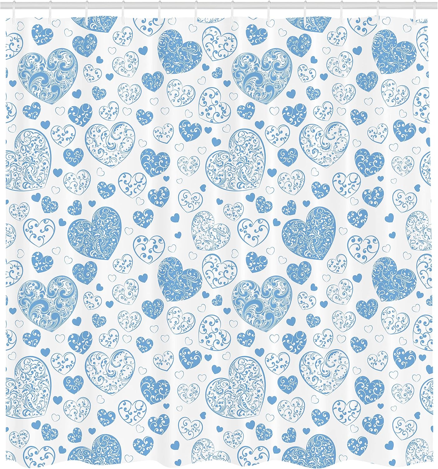 Ambesonne Love Shower Curtain Blue Cream
